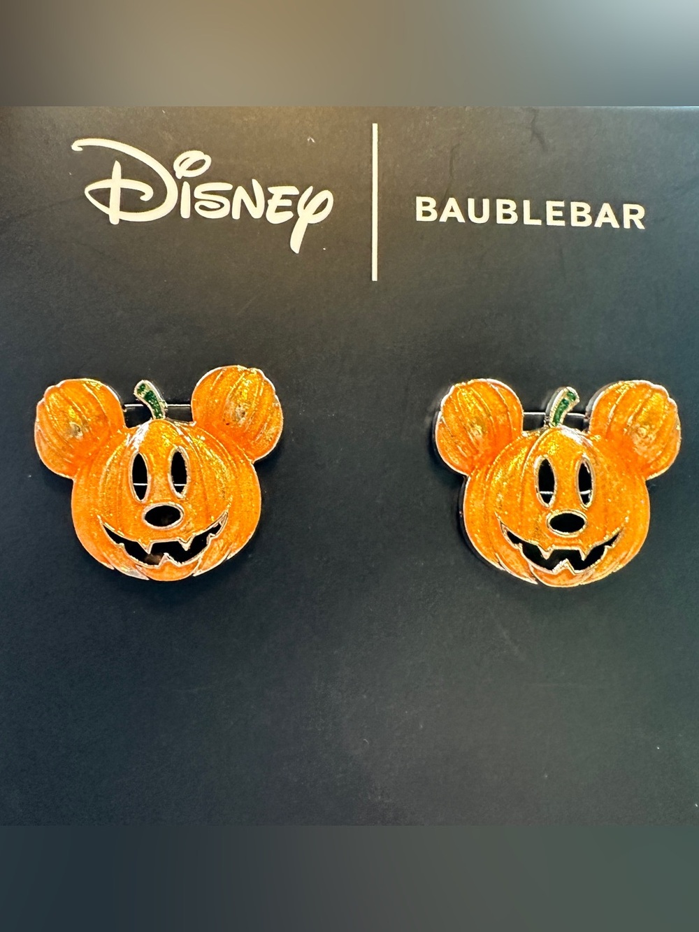 NIB Disney x BaubleBar Mickey Pumpkin Halloween Earrings